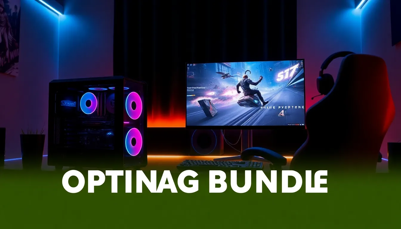 gaming PC and monitor bundle in a stylish gaming room.